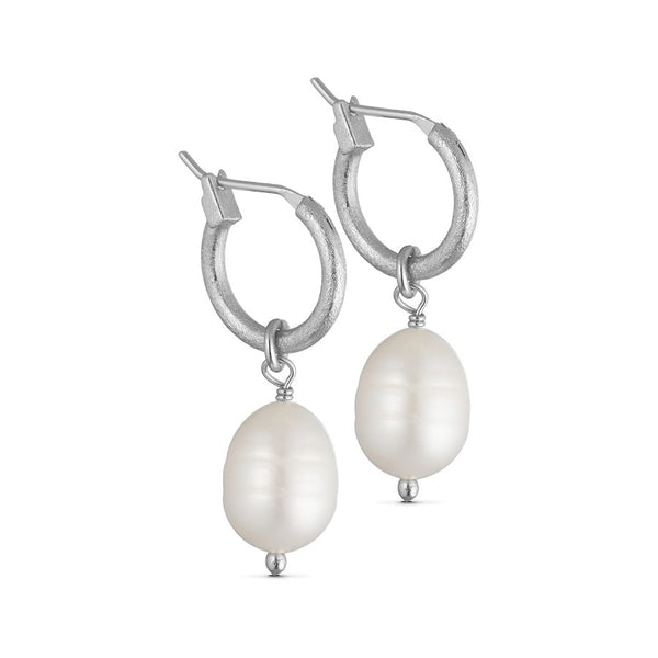 Pure By Nat - Hoop m. ris ferskvandsperler – Sølv