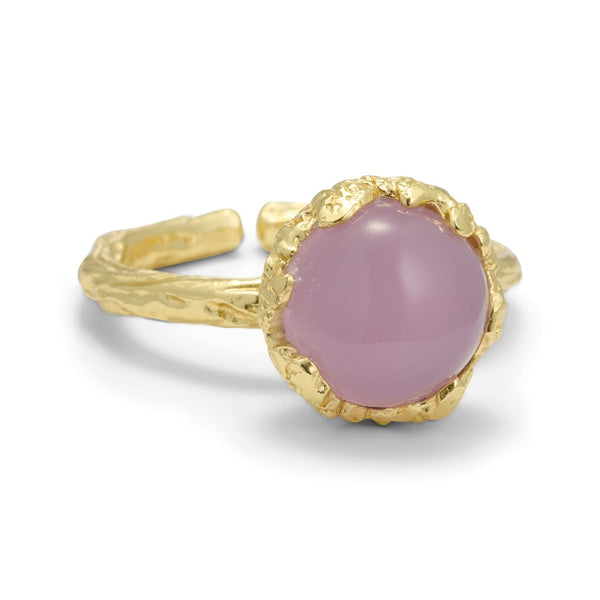 Pure By Nat - Ring med natursten (10mm) - Guld/rosa
