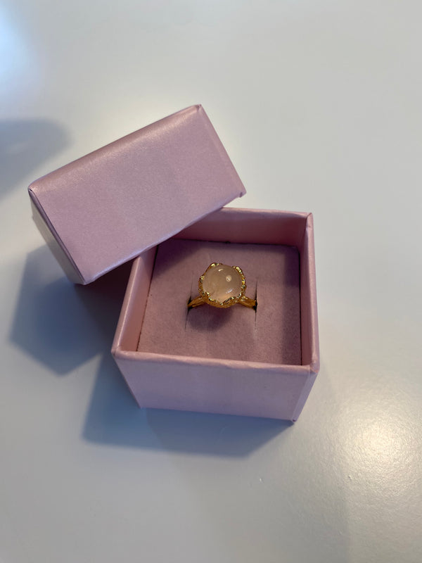 Pure By Nat - Ring med natursten (10mm) - Guld/rosa