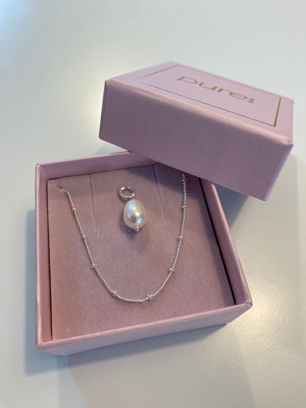 Pure By Nat - Perle vedhæng - Sølv