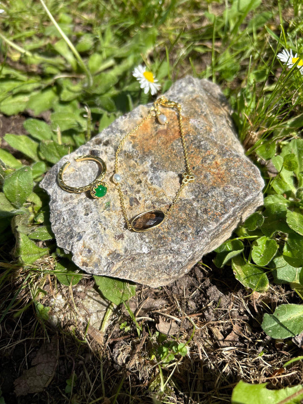 Pure By Nat - Ring med natursten (6mm) - Guld