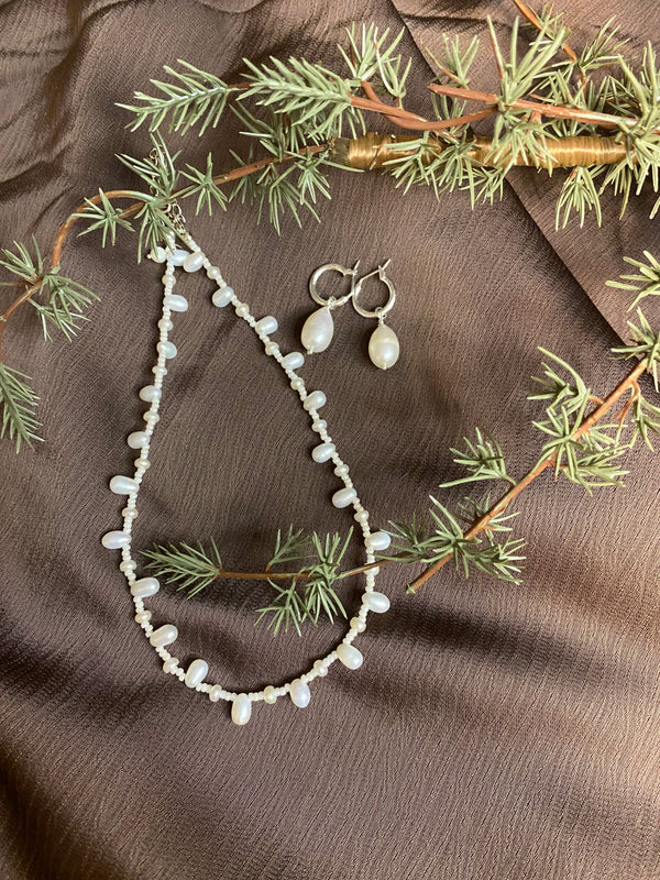 Pure By Nat - Hoop m. ris ferskvandsperler – Sølv