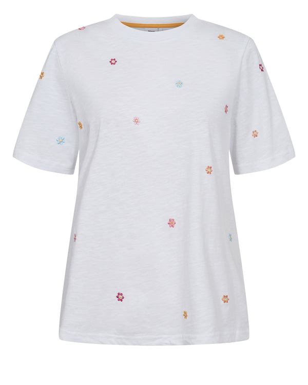 Nümph - NUPILAR T-SHIRT m. blomst - Hvid