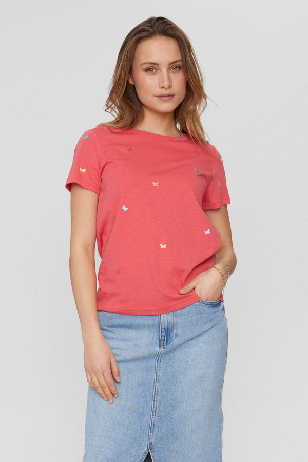 Nümph - NUSUMMI T-SHIRT m. sommerfugl – Rose
