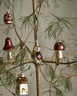 3 Svampe m. clips ass. farver H8cm glas